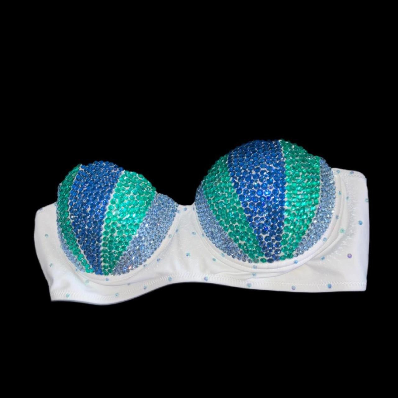Mermaid Shell Bra In Blue Mix Size M