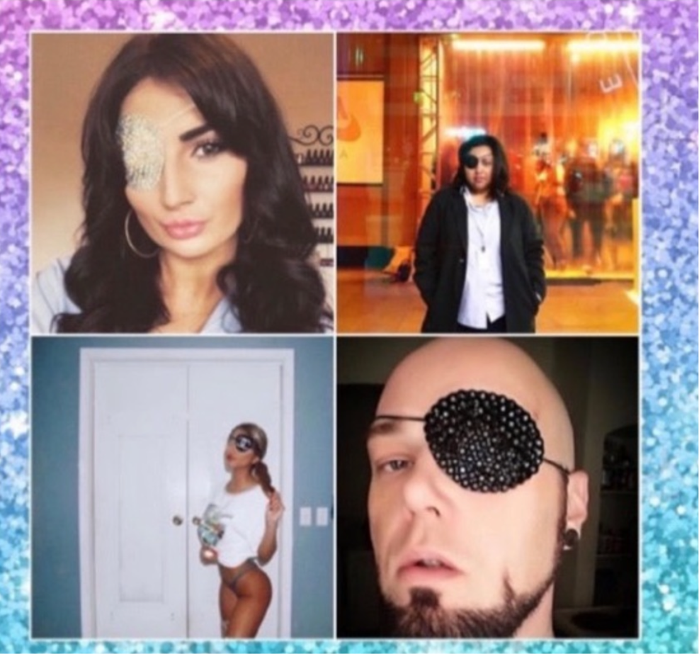 Multi Colour Dark Mix Padded Adjustable Crystal Eye Patch