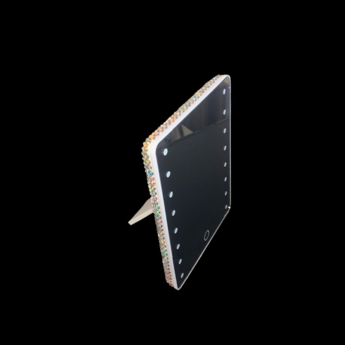 White Full Crystal & Crystal AB Iridescent Bling LED Mirror