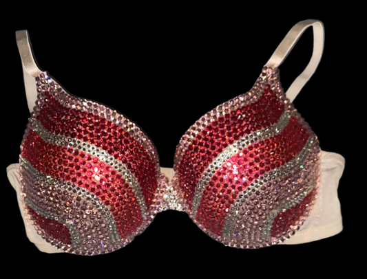 Pink Mix Rhinestone Crystal Side Stripe T-Shirt Bra In Nude