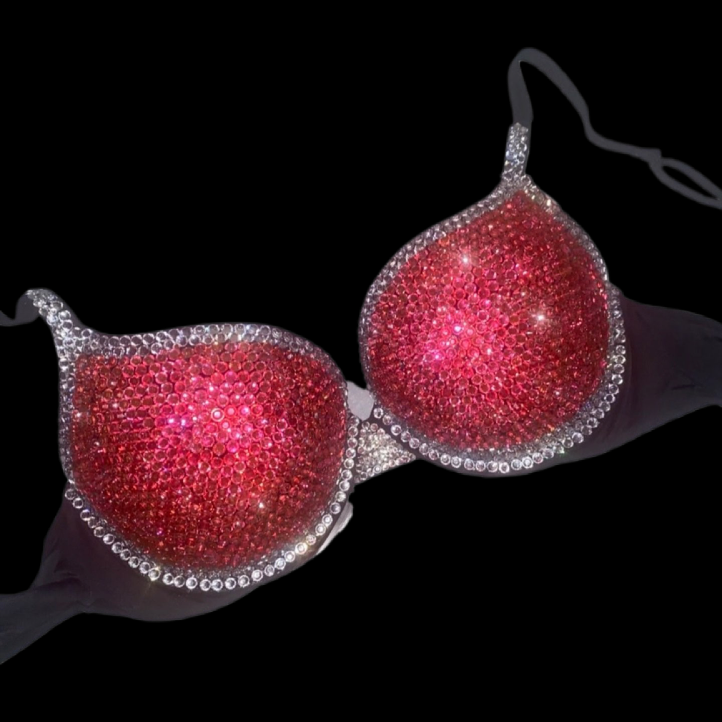 Hot Pink Rhinestone & Crystal Duo T-Shirt Bra In Black