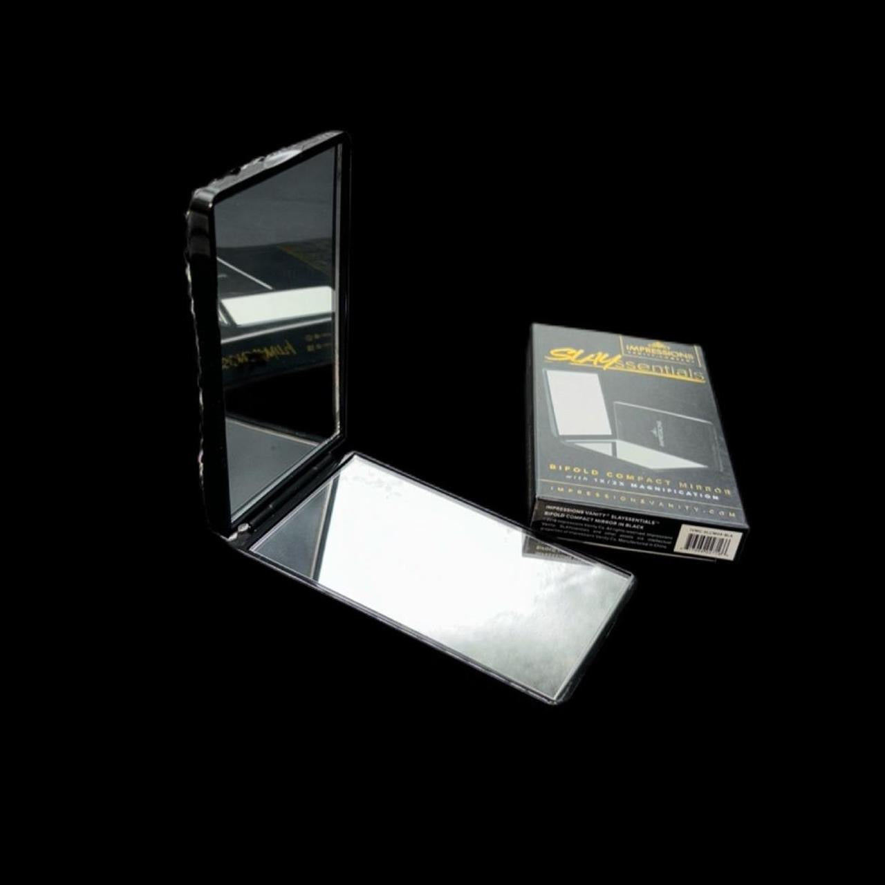 Black Luminous Crystal AB Iridescent Luxe Crystals & Pearls Bling Compact Mirror