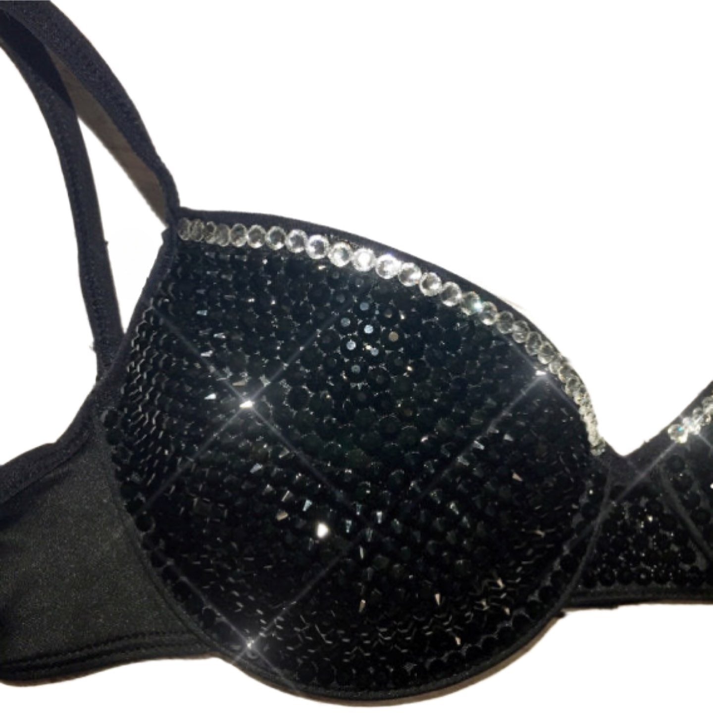 Jet Black & Luxe Crystal T-Shirt Bra In Black