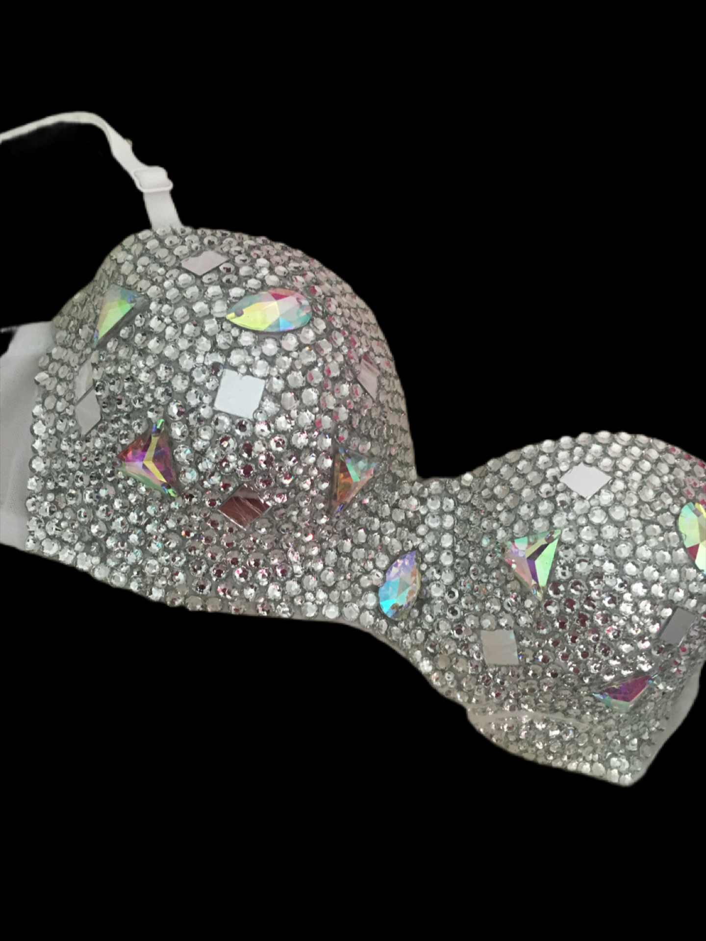 Crystal Diamond & AB Strapless Bralet In White