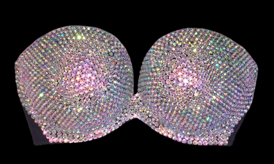 Crystal AB Iridescent Strapless Bralet In Black