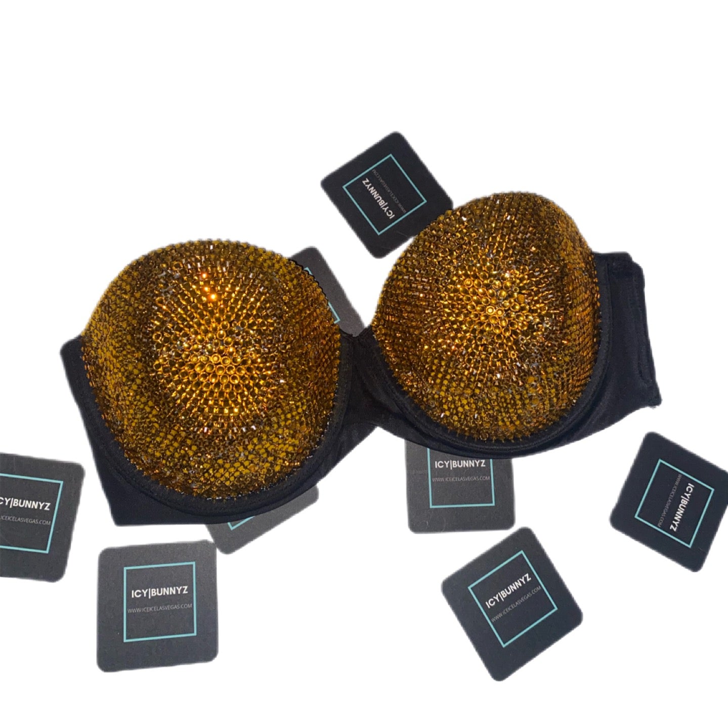 Topaz Gold Colorado Luxe Crystal Strapless Bra In Black