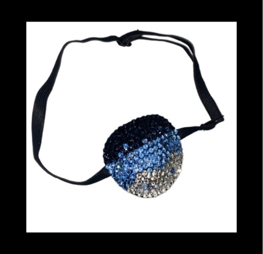 Ombre Blue Mix Padded Adjustable Crystal Eye Patch