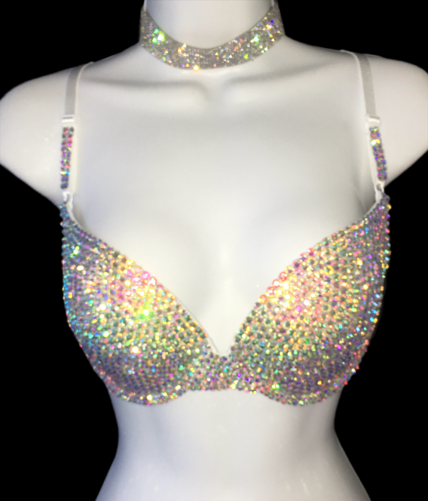 Crystal AB Iridescent T-Shirt Bra In White