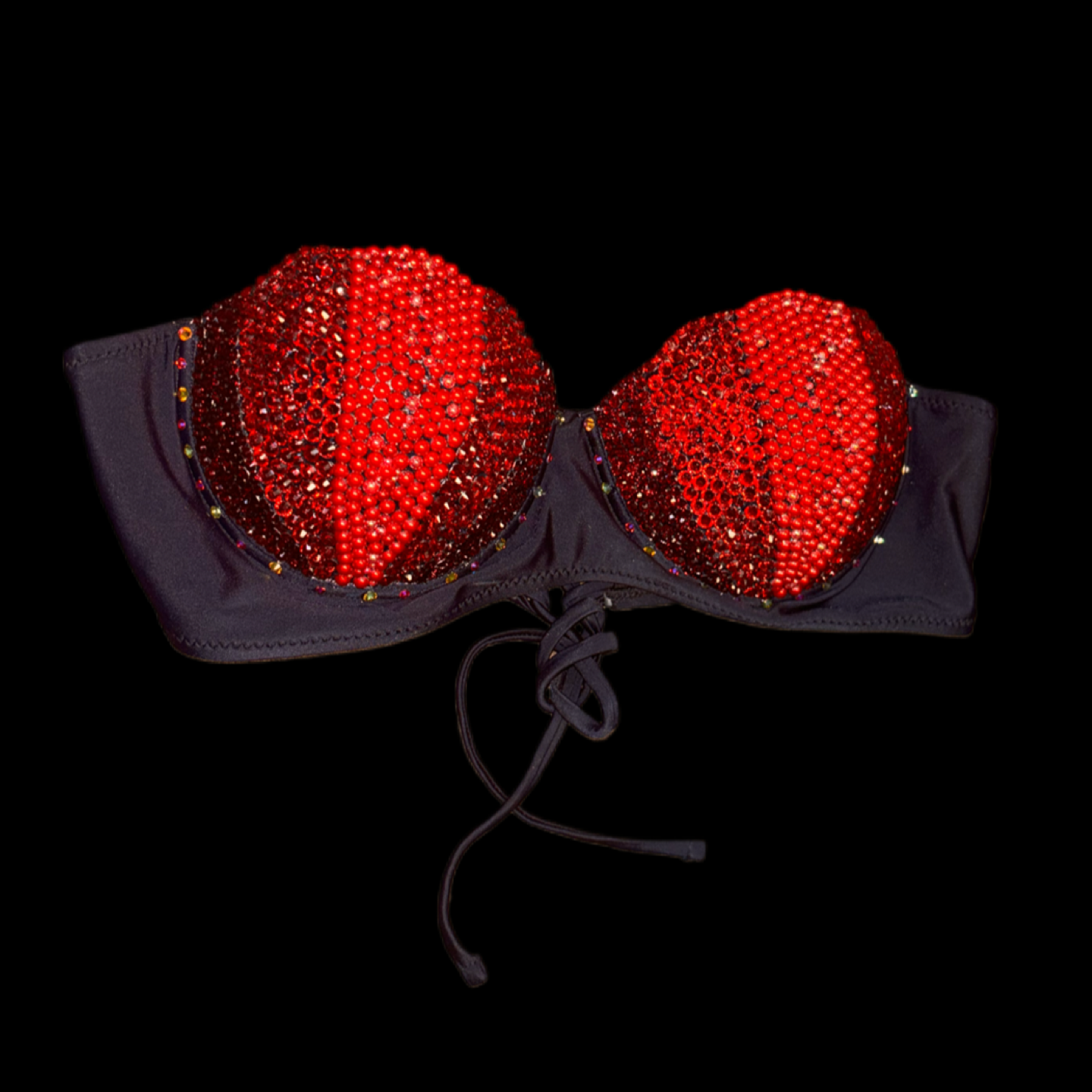 Mermaid Shell Bra In Black & Red Mix Size L