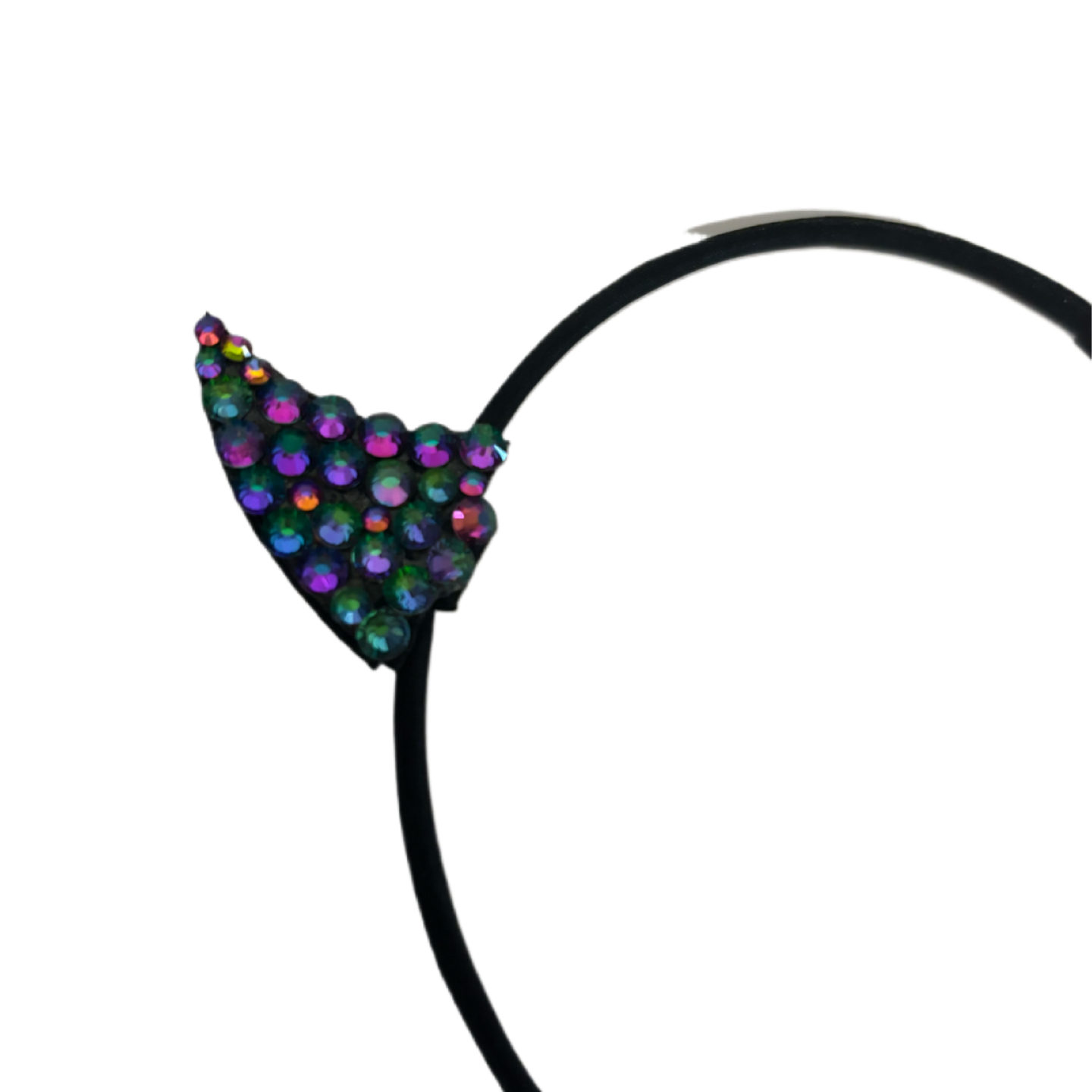 Mini Bling Devil Horn Ears In Green Flame