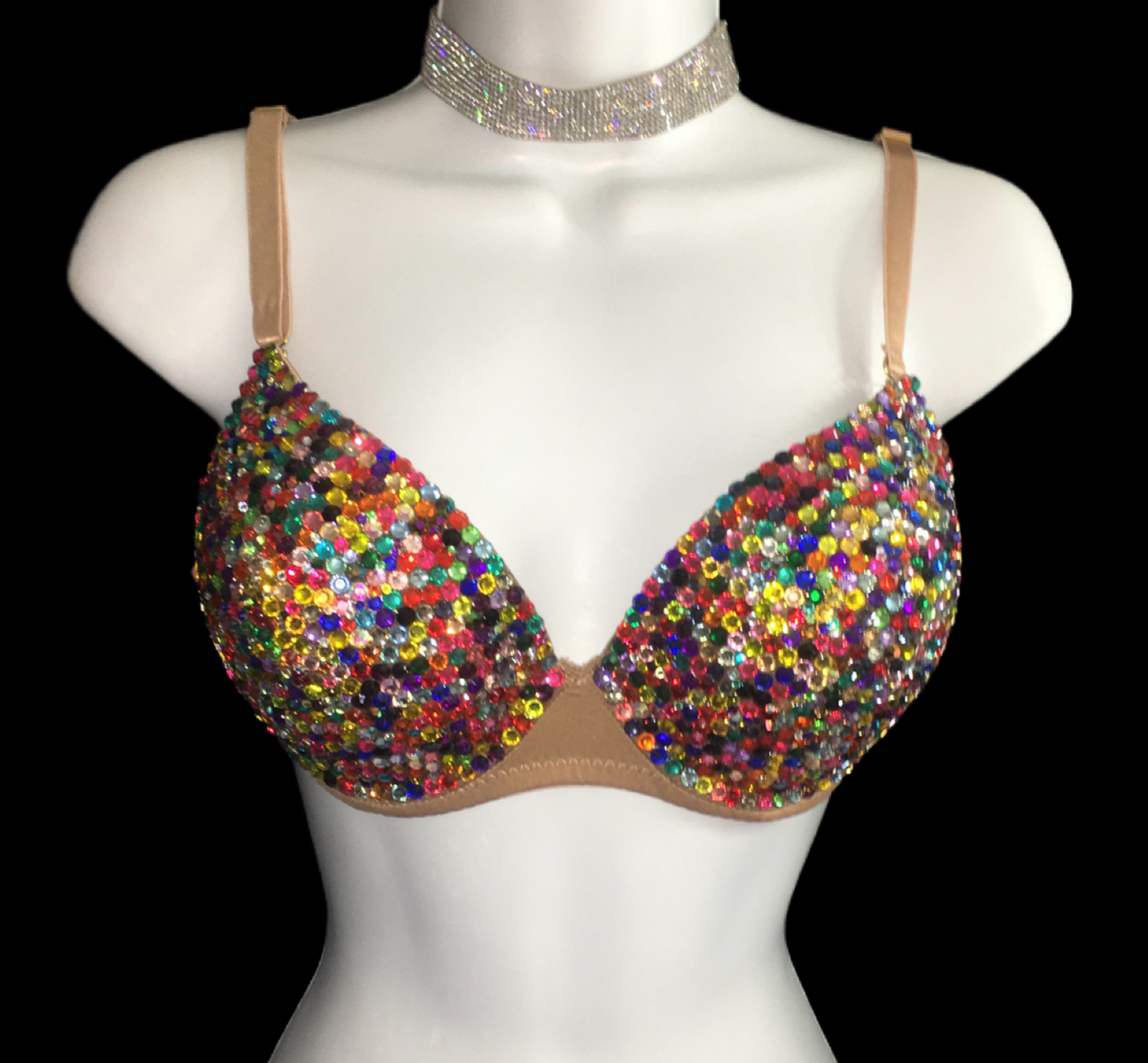 MultiColour Crystal T-Shirt Bra In Nude