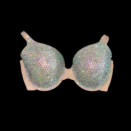 Crystal AB Iridescent T-Shirt Bra In Nude