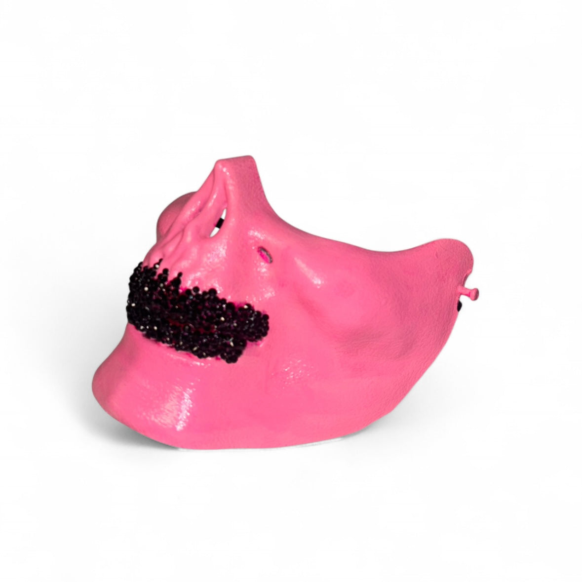 Pink Half Skull Mask With Jet Black Crystal Grillzzzz