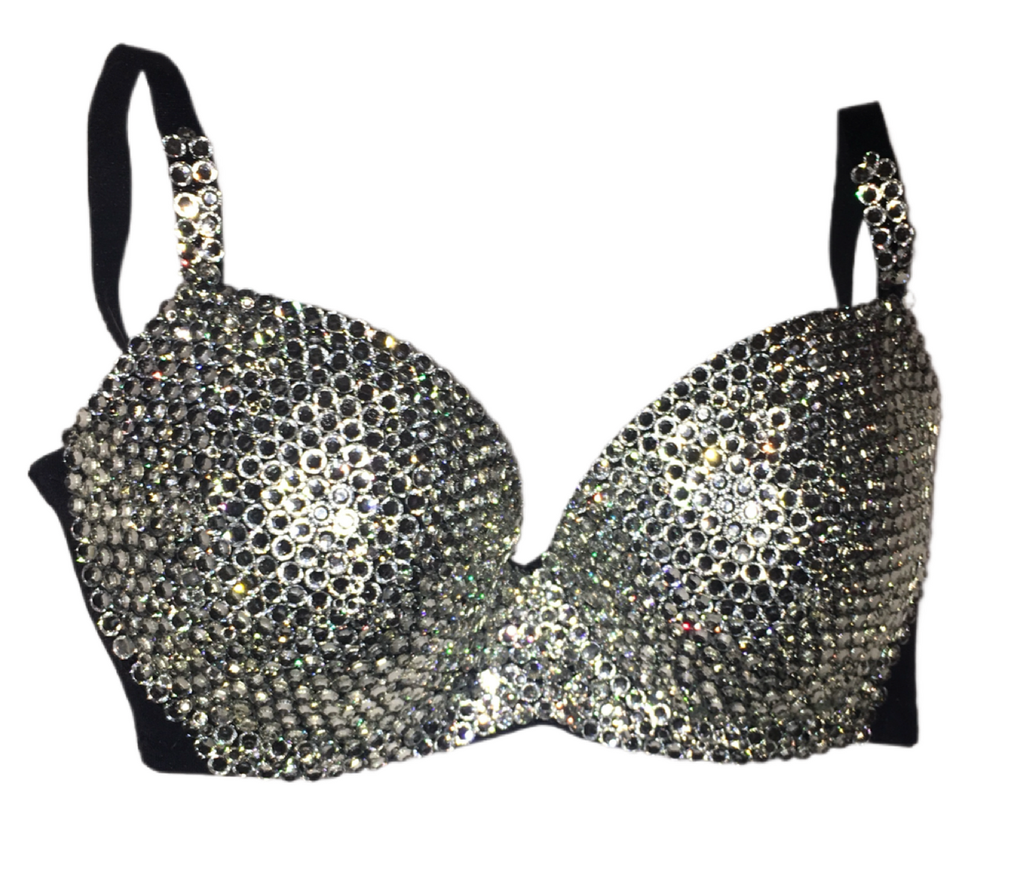 Crystal Diamond Strapless Bralet In Black