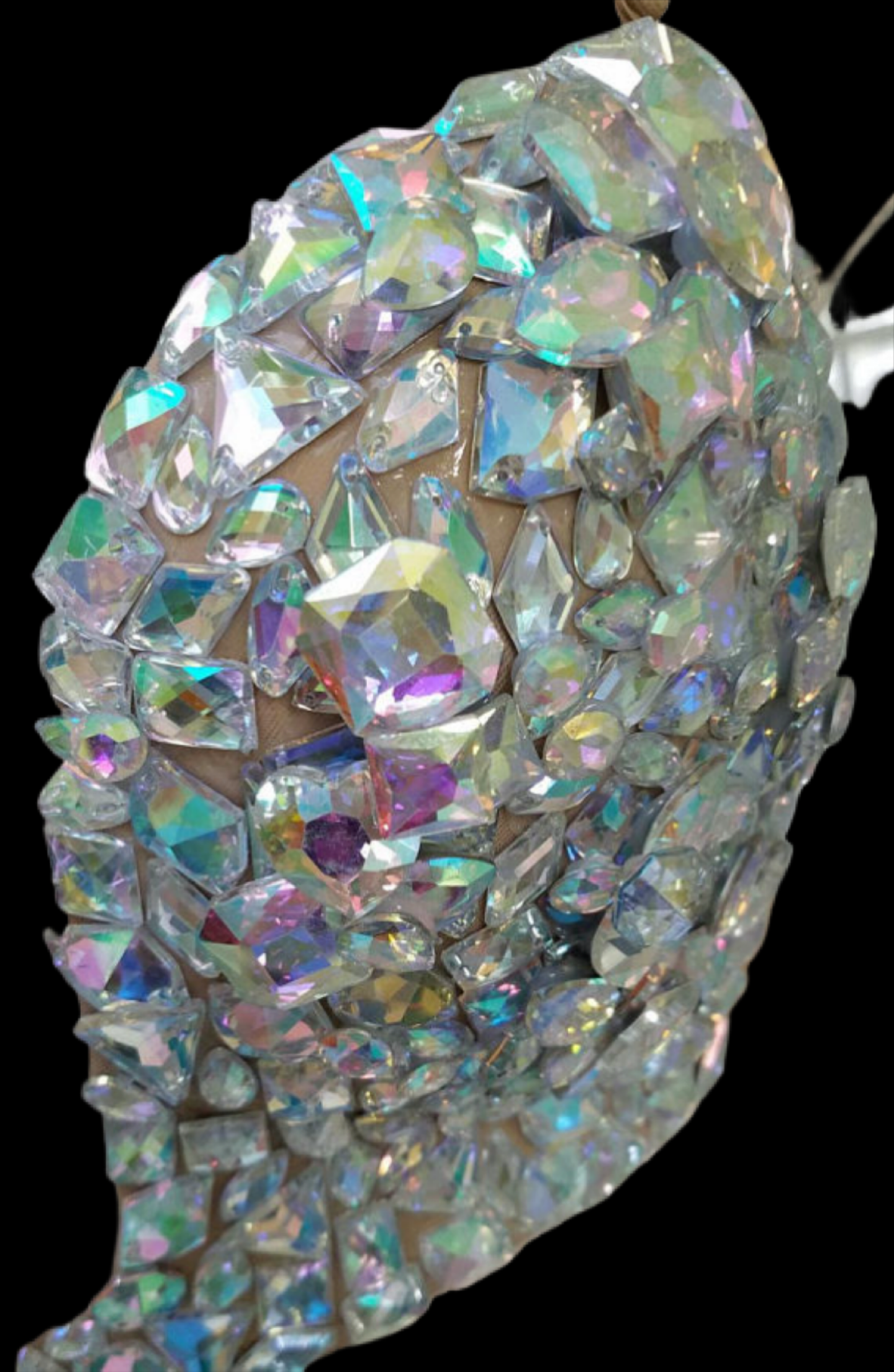 Crystal AB Iridescent Diamond Wireless V-Plunge Bra In Nude