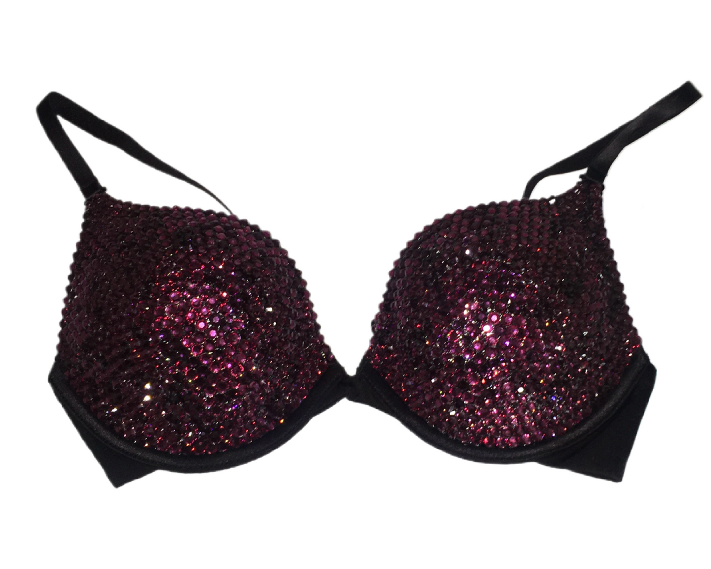 Amethyst Purple Luxe Crystal  T-Shirt Bra In Black