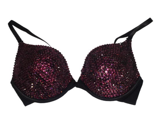 Amethyst Purple Luxe Crystal  T-Shirt Bra In Black