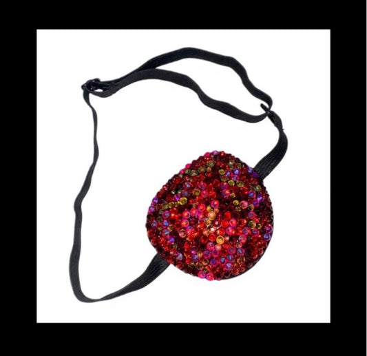 Garnet Red AB & Crystal Mixed Design Padded Adjustable Crystal Eye Patch