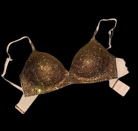 Light Gold Colorado Topaz Luxe Crystal Diamond Wireless Bra In Nude