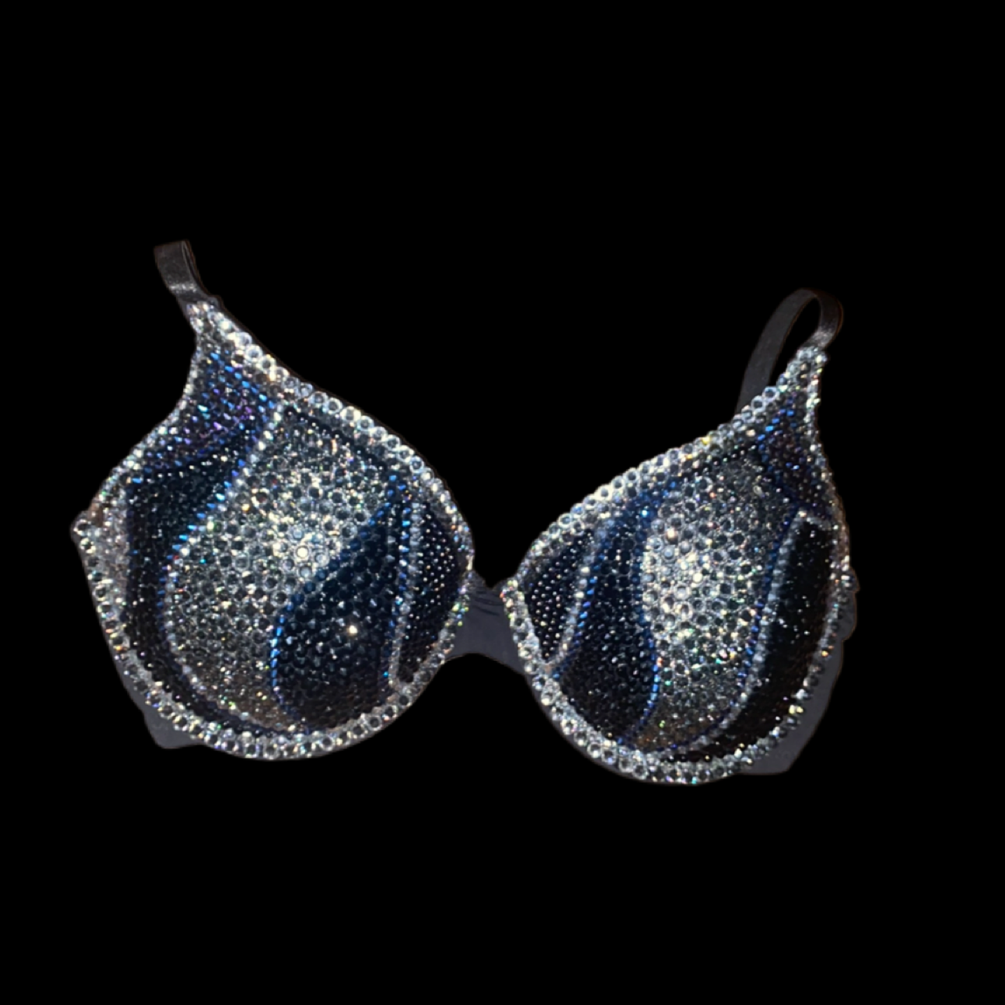 Jet Black Swirls Mix Crystal Rhinestone T-Shirt Bra In Black