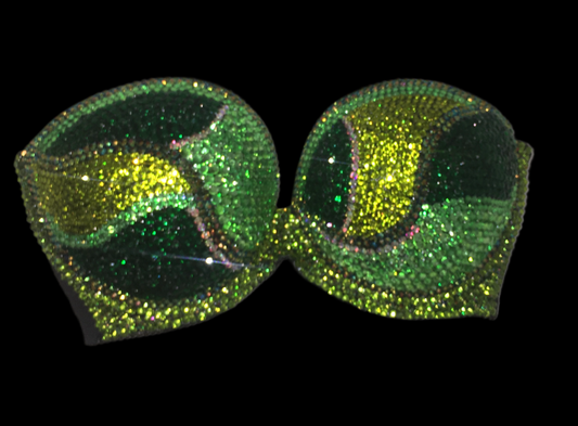 Green Mix Swirls Crystal Rhinestone Strapless Bralet In Black