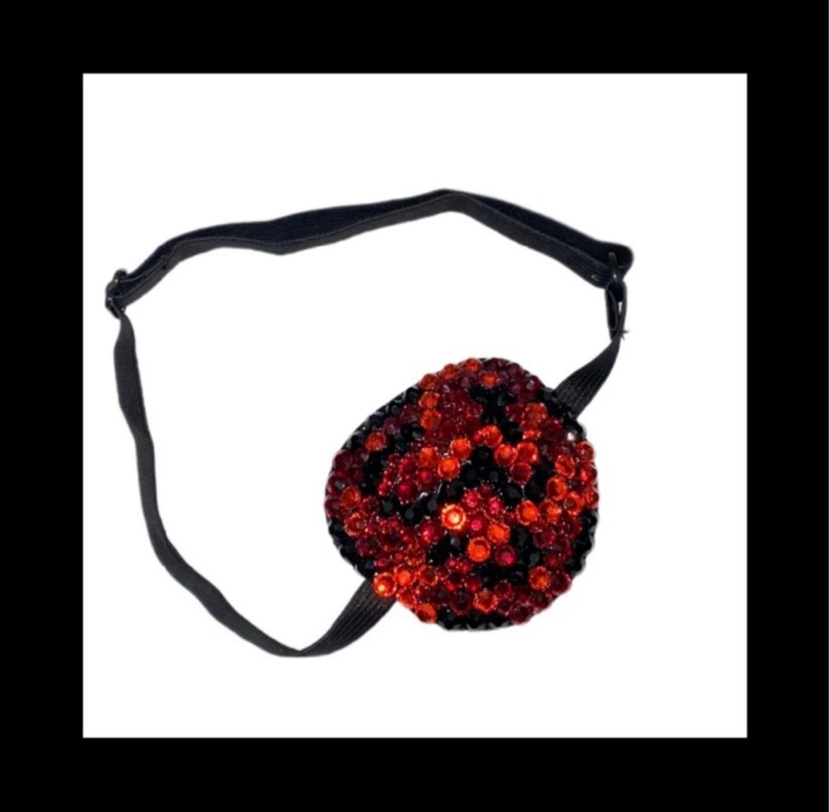 Garnet Red Black & Crystal Padded Adjustable Crystal Eye Patch