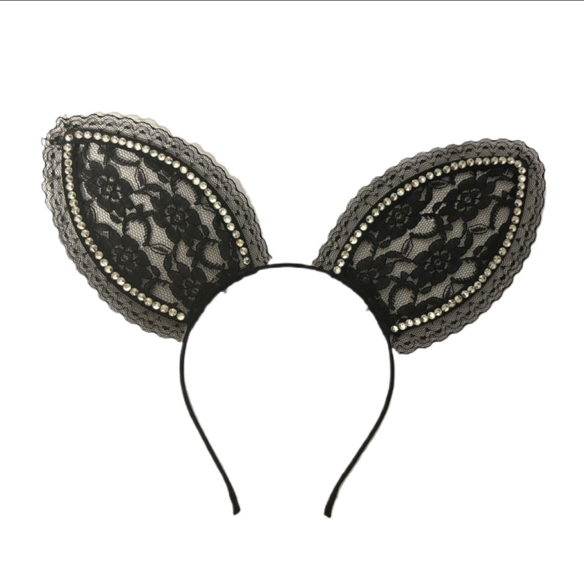 Lacey Luxe Crystal Black Bunny Ears