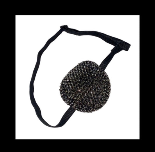 Gunmetal Grey Padded Adjustable Crystal Eye Patch