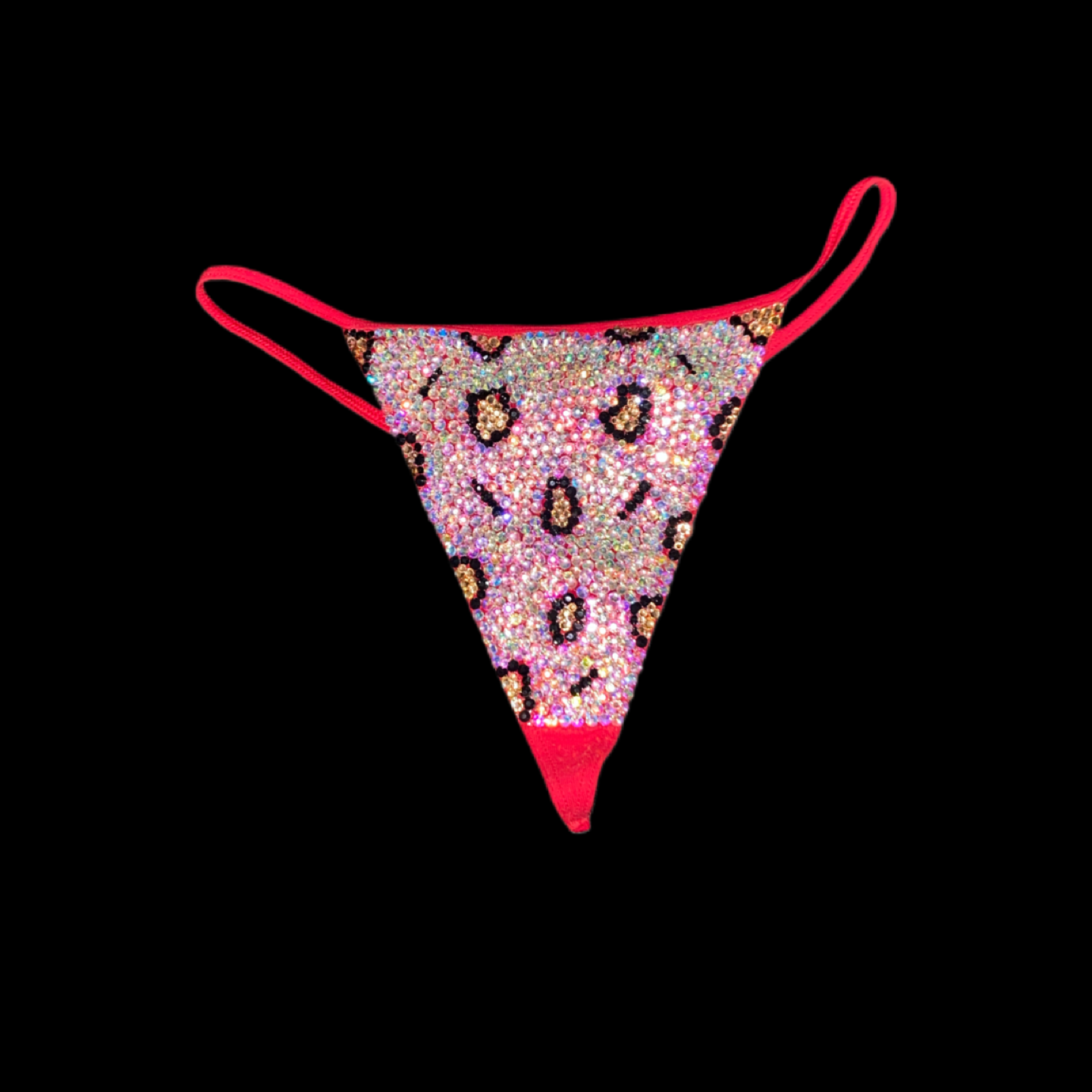Leopard Print Luxe Crystal Diamond Red Pantie