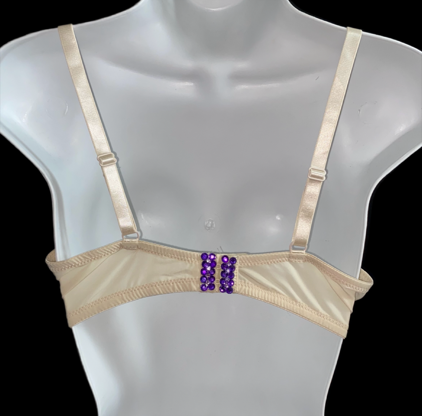 Purple Mix Crystal Rhinestone Pin Stripe T-Shirt Bra In Nude