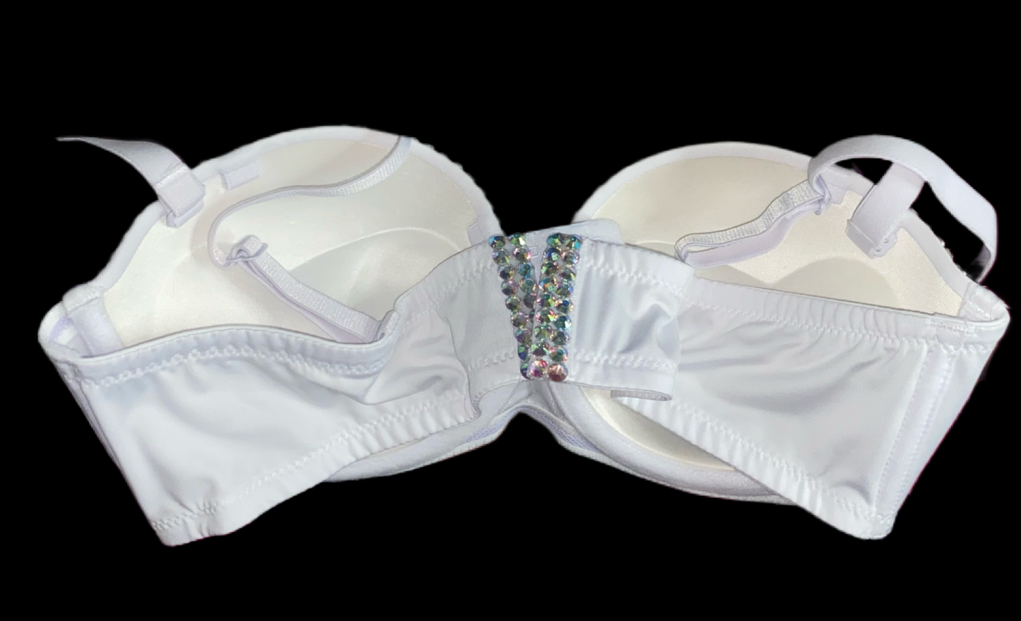 Crystal AB Iridescent Strapless Bra In White