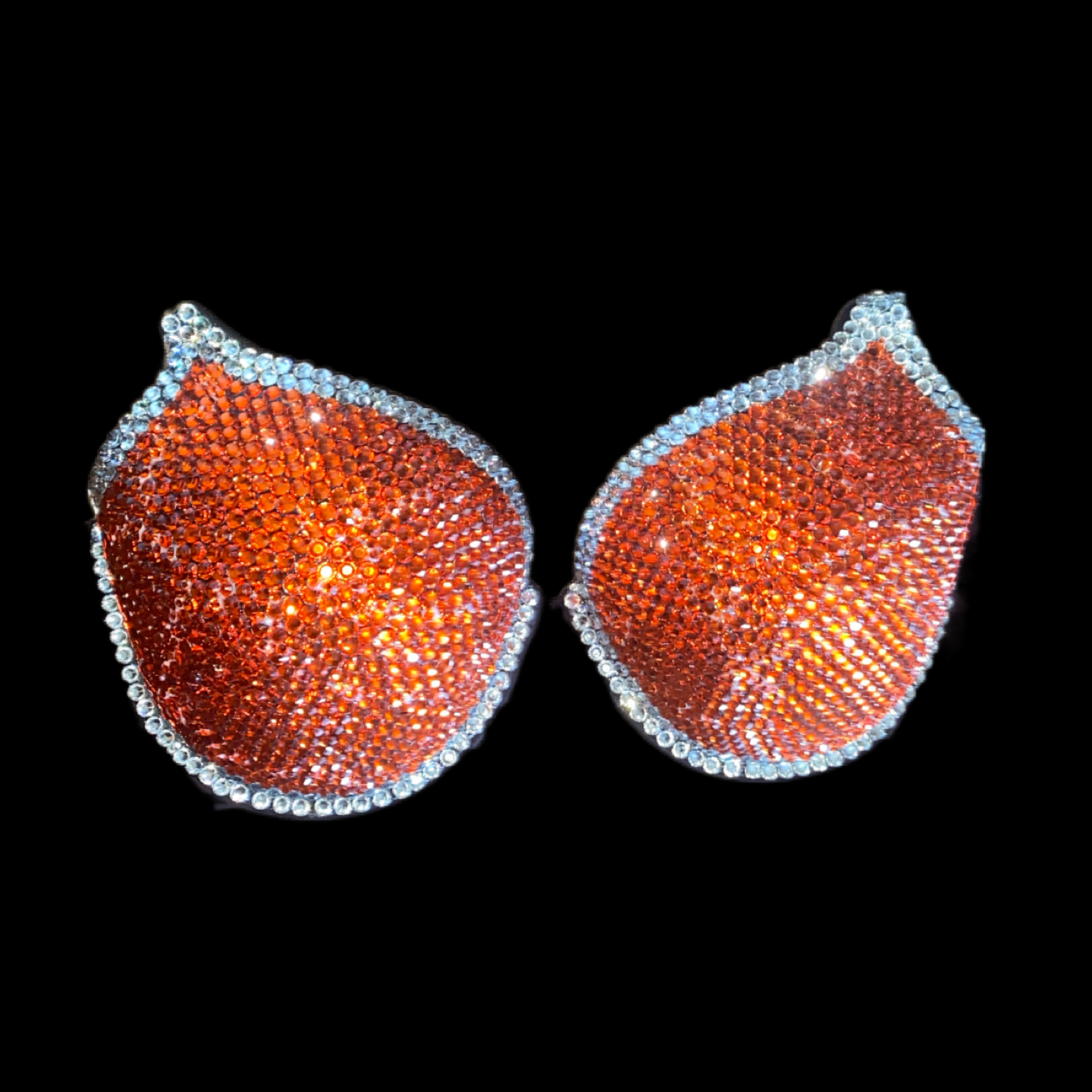 Orange & Crystal Diamond T-Shirt Bra In Black