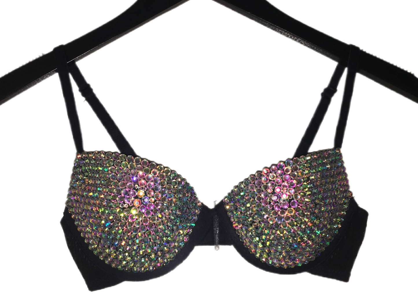 Crystal AB Iridescent T-Shirt Bra In Black