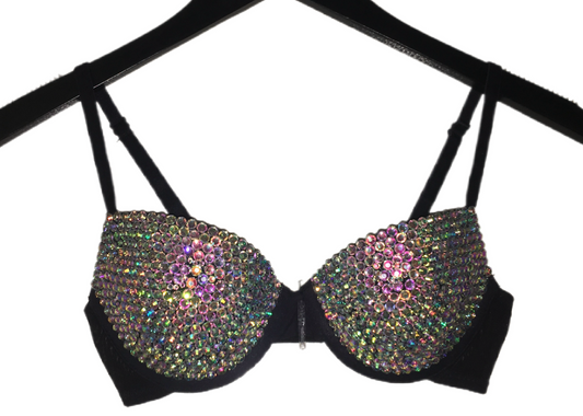 Crystal AB Iridescent T-Shirt Bra In Black