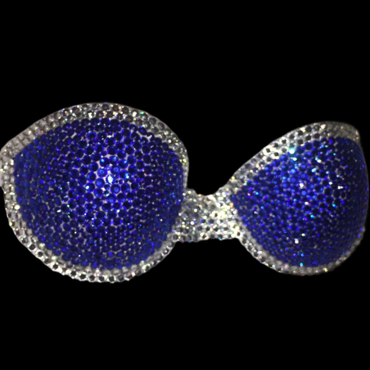 Sapphire Blue & Duo Crystal Rhinestone Strapless Bra In Black