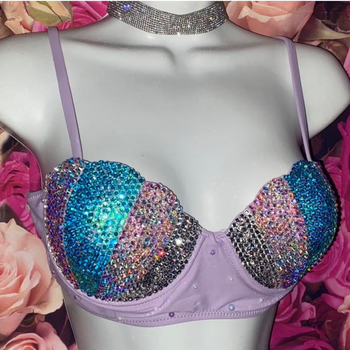 Mermaid Shell Bra In Lilac Size L