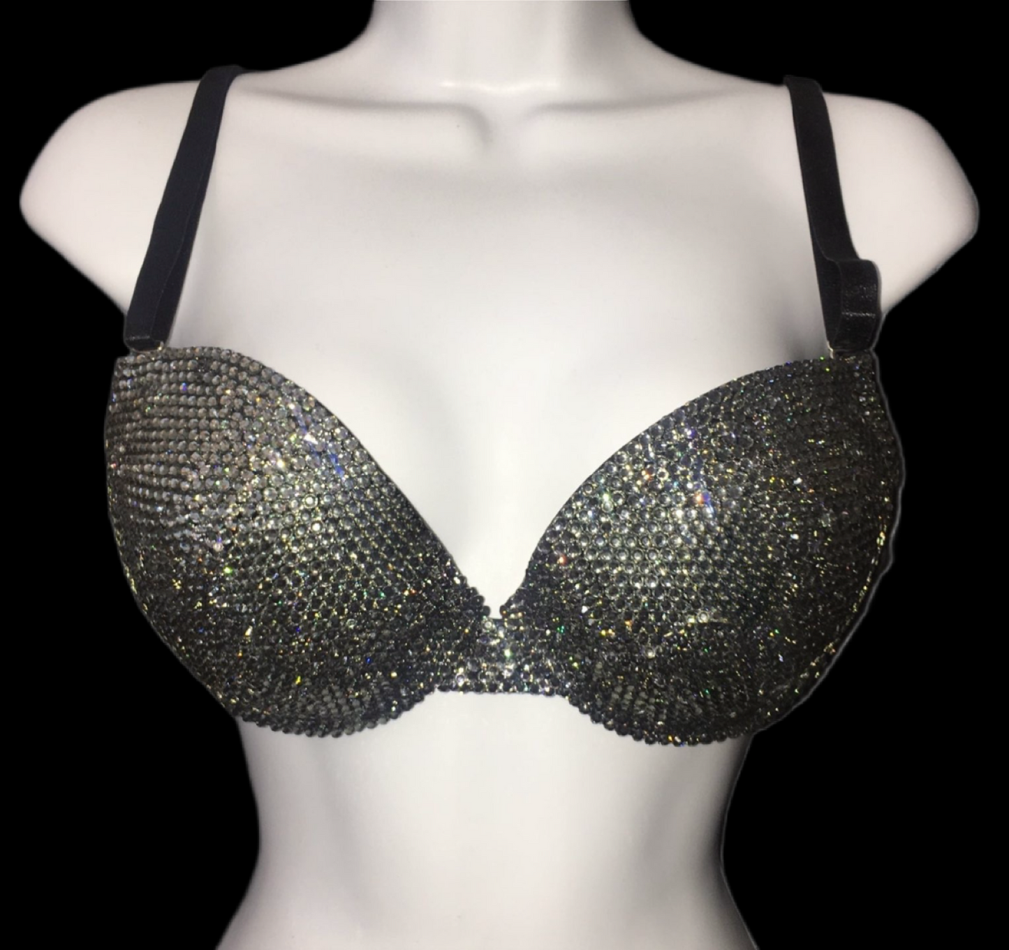 Black Diamond Luxe Crystal  Strapless Bra In Black