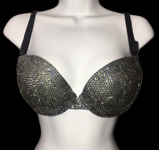 Black Diamond Luxe Crystal  Strapless Bra In Black