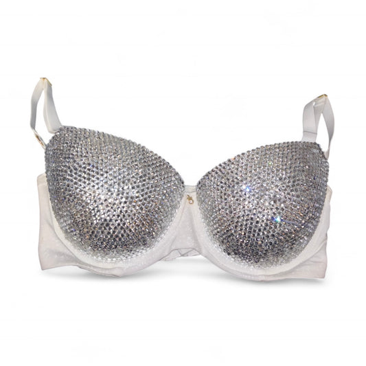 White Crystal Bra Top Size 34D