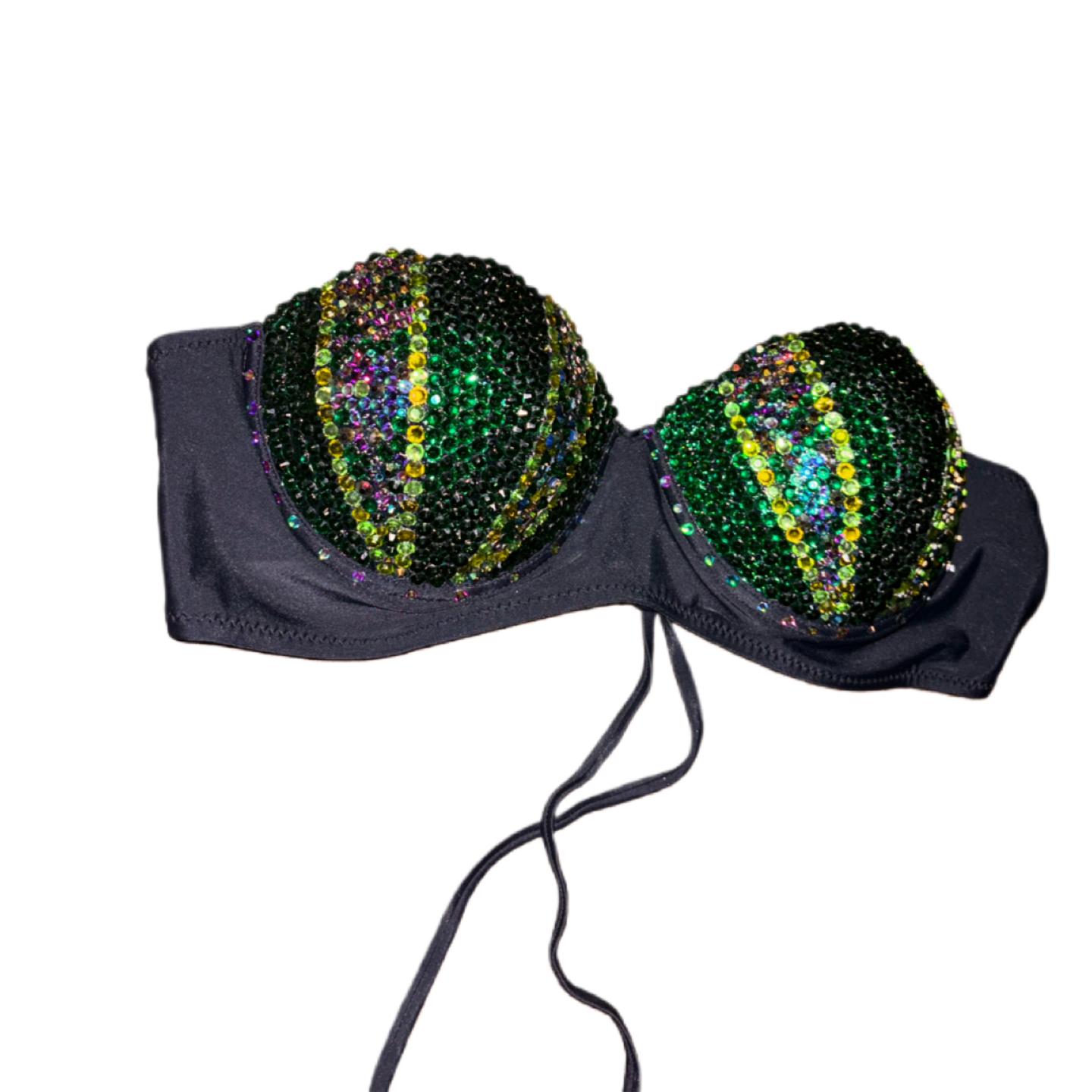 Mermaid Shell Bra In Black & Green Mix Size L