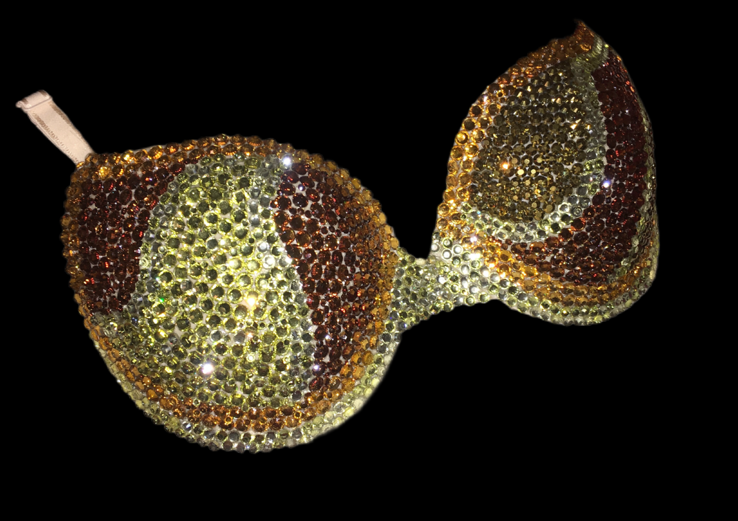 Gold Swirls Crystal Rhinestone T-Shirt Bra In Nude