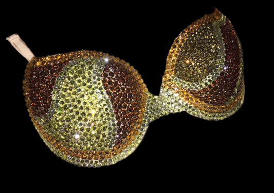 Gold Swirls Crystal Rhinestone T-Shirt Bra In Nude