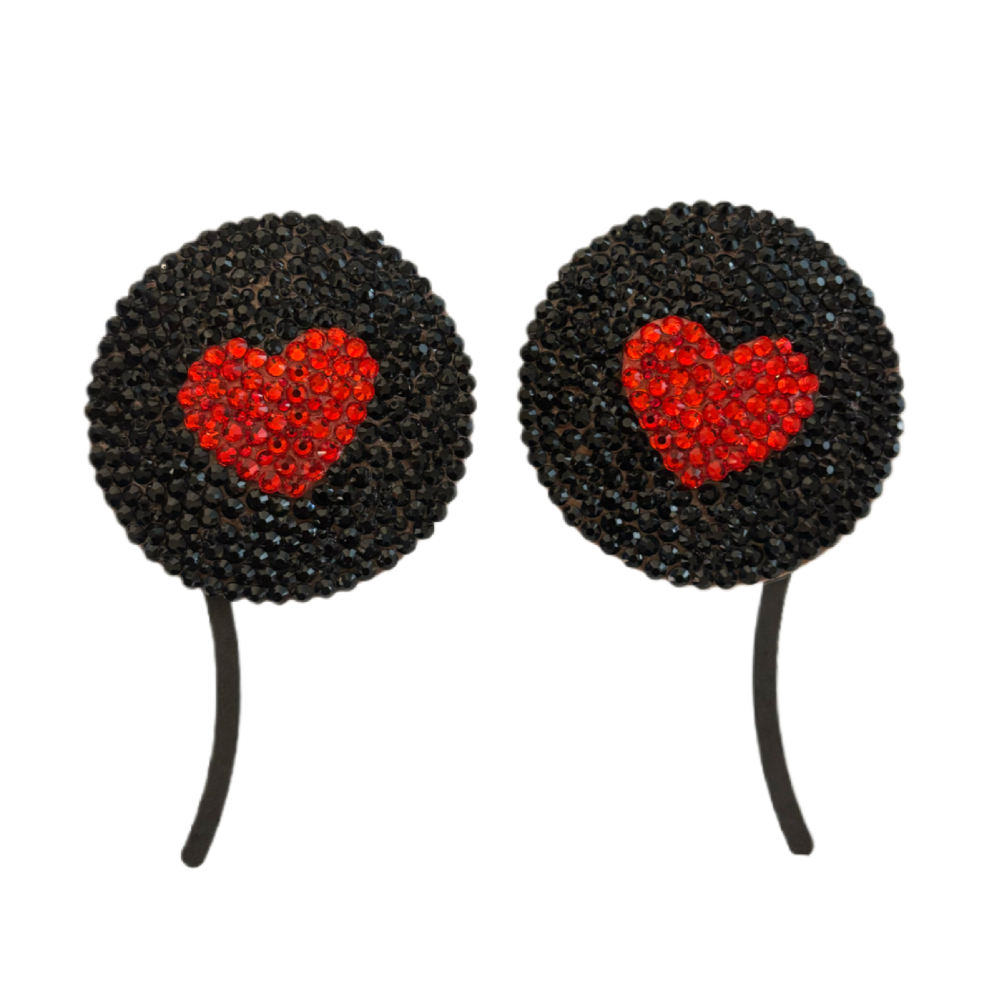 Jet Black & Red Diamond Hearts Luxe Crystal Pasties