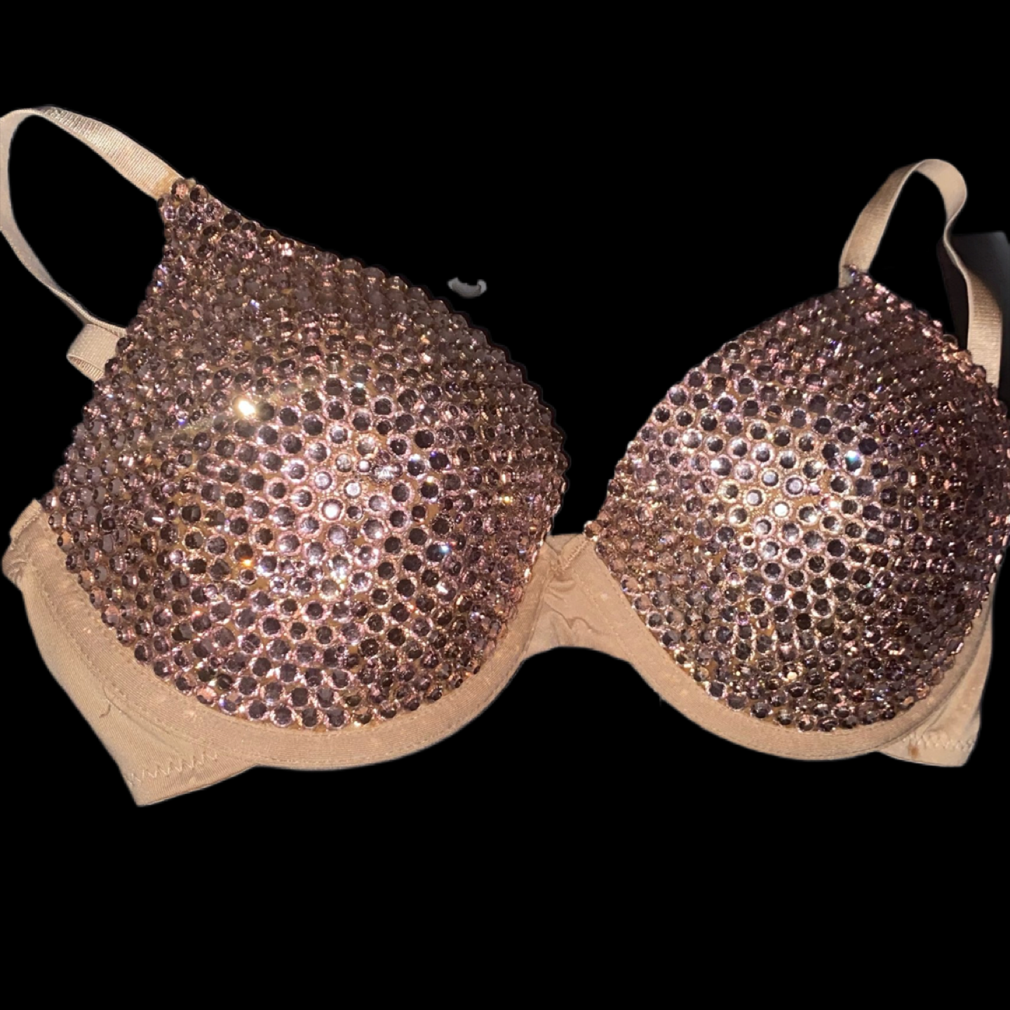 Light Rose Pink Rhinestone Crystal T-Shirt Bra In Nude