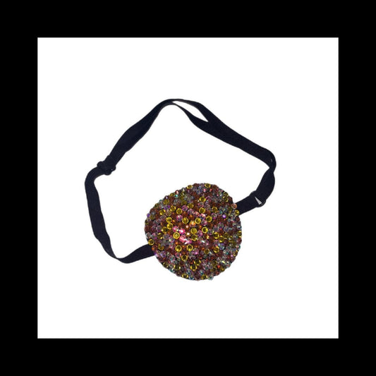 Yellow Amber Gold & AB Padded Adjustable Crystal Eye Patch