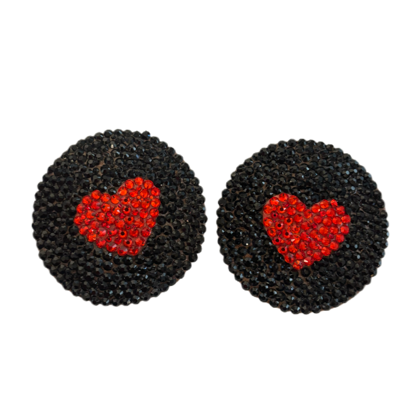 Jet Black & Red Diamond Hearts Luxe Crystal Pasties