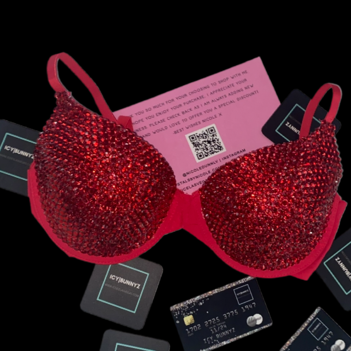 Siam Red Rhinestone Crystal T-Shirt Bra In Red