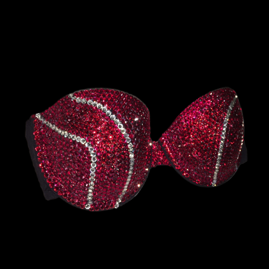 Siam Red Rhinestone & Crystal Selena Strapless Bra In Black