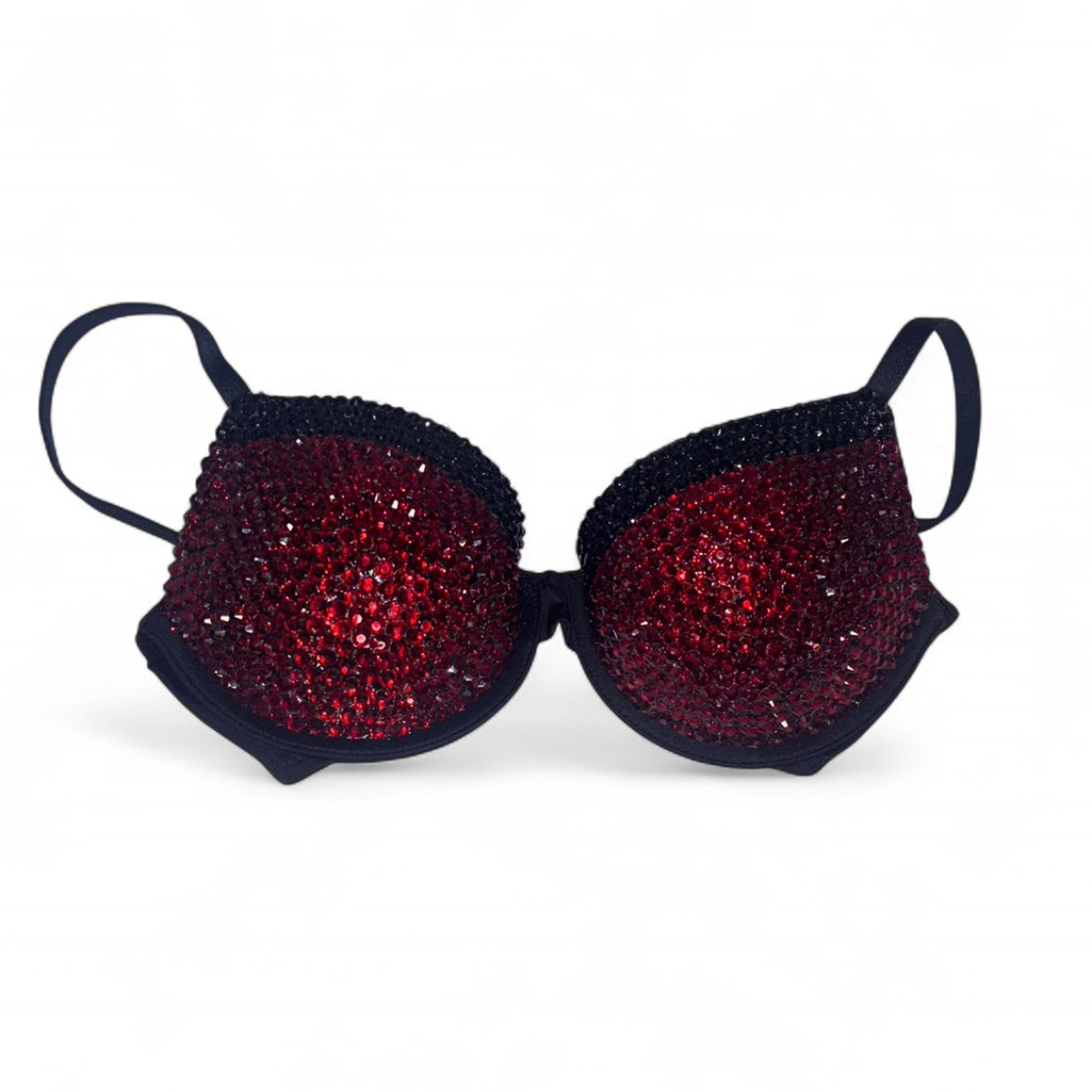 Dark Siam Red Black Rhinestone Bra Top Size 32B