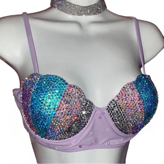 Mermaid Shell Bra In Lilac Size L